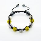 Hot Sell 10MM Disco Magnetite Ball Beads Macrame 9  Crystal  Bracelet PL091