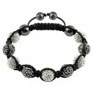 Hot Sell 10MM Disco Magnetite Ball Beads Macrame 9 Crystal  Bracelet PL061