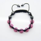 Hot Sell 10MM Disco Magnetite Ball Beads Macrame 7  Crystal Bracelet PL095