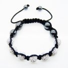 Hot Sell 10MM Disco Magnetite Ball Beads Macrame 7Crystal  Bracelet PL093