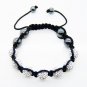 Hot Sell 10MM Disco Magnetite Ball Beads Macrame 7Crystal  Bracelet PL093