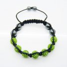 Hot Sell 10MM Disco Magnetite Ball Beads Macrame 7  Crystal  Bracelet PL096