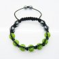 Hot Sell 10MM Disco Magnetite Ball Beads Macrame 7  Crystal  Bracelet PL096