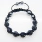 Hot Sell 10MM Disco Magnetite Ball Beads Macrame 7  Crystal  Bracelet PL098