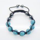 Hot Sell 10MM Disco Magnetite Ball Beads Macrame 7  Crystal Bracelet PL099