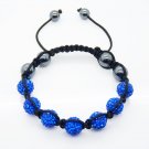 Hot Sell 10MM Disco Magnetite Ball Beads Macrame 7  Crystal  Bracelet PL100