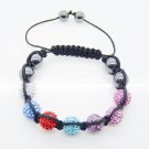 Hot Sell 10MM Disco Magnetite Ball Beads Macrame 7  Crystal Bracelet PL101