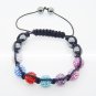Hot Sell 10MM Disco Magnetite Ball Beads Macrame 7  Crystal Bracelet PL101