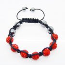 Hot Sell 10MM Disco Magnetite Ball Beads Macrame 7  Crystal  Bracelet PL102