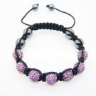 Hot Sell 10MM Disco Magnetite Ball Beads Macrame 7  Crystal  Bracelet PL103