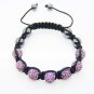 Hot Sell 10MM Disco Magnetite Ball Beads Macrame 7  Crystal  Bracelet PL103