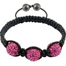 Hot Sell 12MM Disco Magnetite Ball Beads Macrame 3 Crystal  Bracelet 135