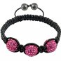 Hot Sell 12MM Disco Magnetite Ball Beads Macrame 3 Crystal  Bracelet 135