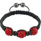 Hot Sell 12MM Disco Magnetite Ball Beads Macrame 3 Crystal  Bracelet 136