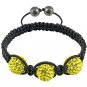 Hot Sell 12MM Disco Magnetite Ball Beads Macrame 3  Crystal  Bracelet 137