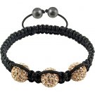 Hot Sell 12MM Disco Magnetite Ball Beads Macrame 3  Crystal  Bracelet 139