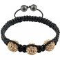 Hot Sell 12MM Disco Magnetite Ball Beads Macrame 3  Crystal  Bracelet 139