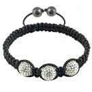 Hot Sell 12MM Disco Magnetite Ball Beads Macrame 3 Crystal  Bracelet 141
