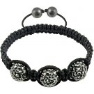 Hot Sell 12MM Disco Magnetite Ball Beads Macrame 3 Crystal  Bracelet 142
