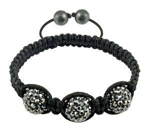 Hot Sell 12MM Disco Magnetite Ball Beads Macrame 3 Crystal  Bracelet 142