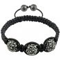 Hot Sell 12MM Disco Magnetite Ball Beads Macrame 3 Crystal  Bracelet 142