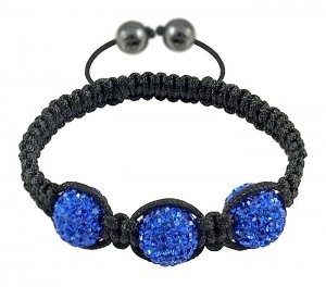 Hot Sell 12MM Disco Magnetite Ball Beads Macrame 3  Crystal  Bracelet 145