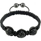 Hot Sell 12MM Disco Magnetite Ball Beads Macrame 3  Crystal  Bracelet 146