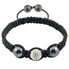 Hot Sell 12MM Disco Magnetite Ball Beads Macrame  Crystal  Bracelet 123
