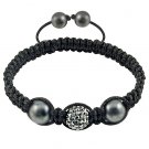 Hot Sell 12MM Disco Magnetite Ball Beads Macrame   Crystal  Bracelet 124
