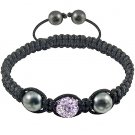 Hot Sell 12MM Disco Magnetite Ball Beads Macrame Crystal  Bracelet 125