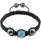 Hot Sell 12MM Disco Magnetite Ball Beads Macrame   Crystal  Bracelet 126