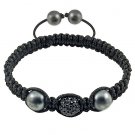 Hot Sell 12MM Disco Magnetite Ball Beads Macrame Crystal  Bracelet 128
