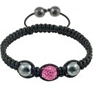 Hot Sell 12MM Disco Magnetite Ball Beads Macrame Crystal Bracelet 129