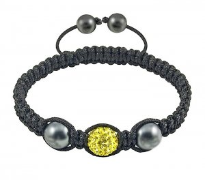 Hot Sell 12MM Disco Magnetite Ball Beads Macrame   Crystal  Bracelet 131