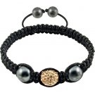Hot Sell 12MM Disco Magnetite Ball Beads Macrame   Crystal  Bracelet 133