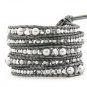 Hot  Sell   Pearls Ball 5 couture Handmad wrap bracelet with 925 Silver button CL-074