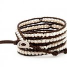 Hot  Sell  pearl silver heart beads 5 wrap bracelet 925s clasp  CL-099