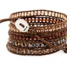 Hot  Sell  Ball 5 couture Handmad wrap bracelet with 925 Silver button  CL-067