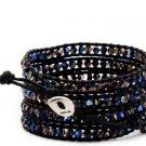 Hot  Sell  five-wrap couture Handmade bead bracelet with 925s button CL-066