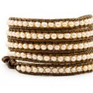 Hot  Sell  Ball 5 couture Handmad wrap bracelet with 925 Silver button  CL-049