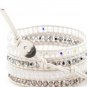 Hot  Sell  crystal beads Handmade on white leather 5 wrap bracelet CL-65
