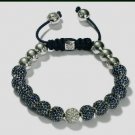 8MM NEW  European CZ Crystal Disco Balls Macrame Bracelet -CP082