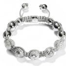 10MM NEW  European CZ Crystal Disco Balls Macrame Bracelet -CP023