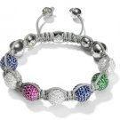 10MM NEW  European CZ Crystal Disco Balls Macrame Bracelet -CP024