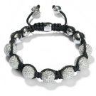 10MM NEW  European CZ Crystal Disco Balls Macrame Bracelet -CP048