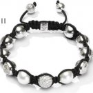 10MM NEW  European CZ Crystal Disco Balls Macrame Bracelet -CP069
