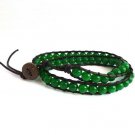New Agate Beads Leather Wrap Cuff Bracelet-CL003