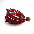 New Agate Beads Leather Wrap Cuff Bracelet-CL005