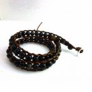 New  Agate Beads Leather Wrap Cuff Bracelet-CL010
