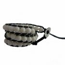New  Agate l Beads Leather Wrap Cuff Bracelet-CL016